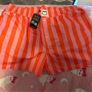 EmyAve Pink and Orange Striped Shorts